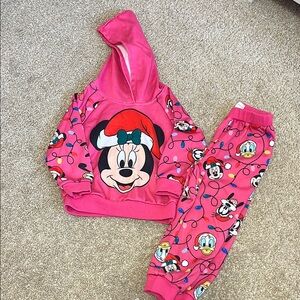 Disney Toddler Girl Christmas Hoodie and Joggers Set